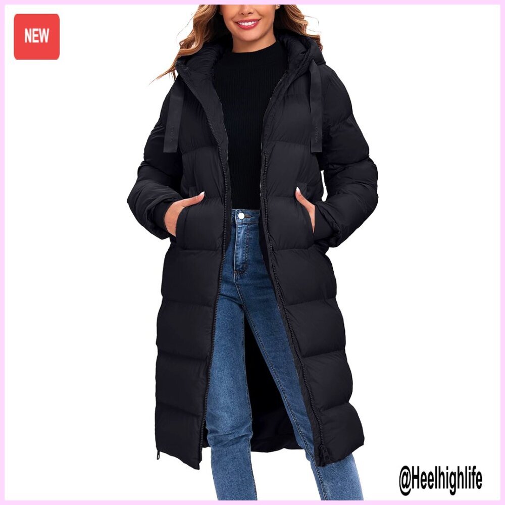 Women's Maxi Long Puffer Coat Hooded Down Quilted Jacket Winter Warm Outerwear
